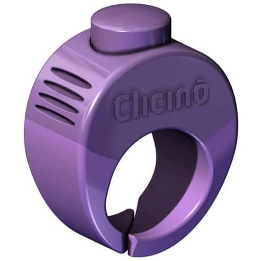 Clicino sormusnaksutin on toimintavarma ja miellyttävä ääninen, vaaleanliila.