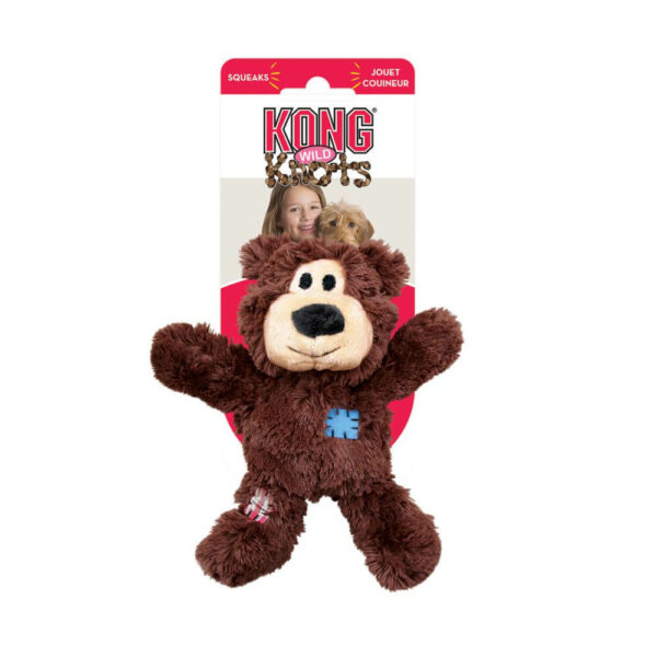 Kong Wild Knots koiran ruskean nallelelun myyntipakkaus.
