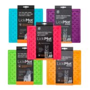 LickiMat Buddy aktivointimatto viisi eri värivaihtoehtoa myyntipakkaukset.