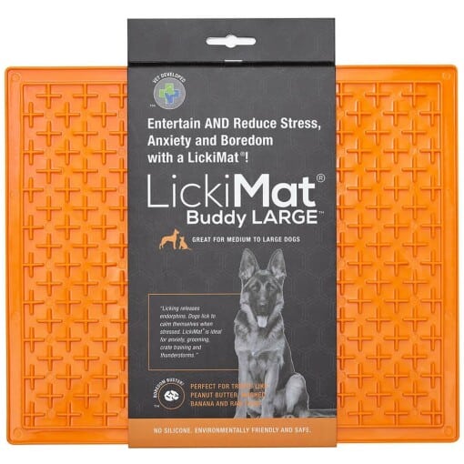 LickiMat Buddy Large aktivointimatto oranssi myyntipakkaus.