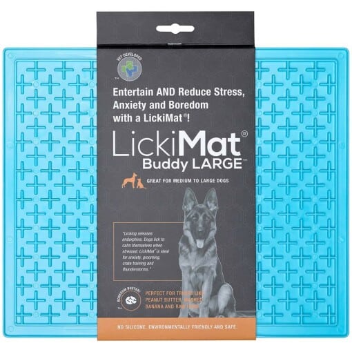 LickiMat Buddy Large aktivointimatto turkoosi myyntipakkaus.
