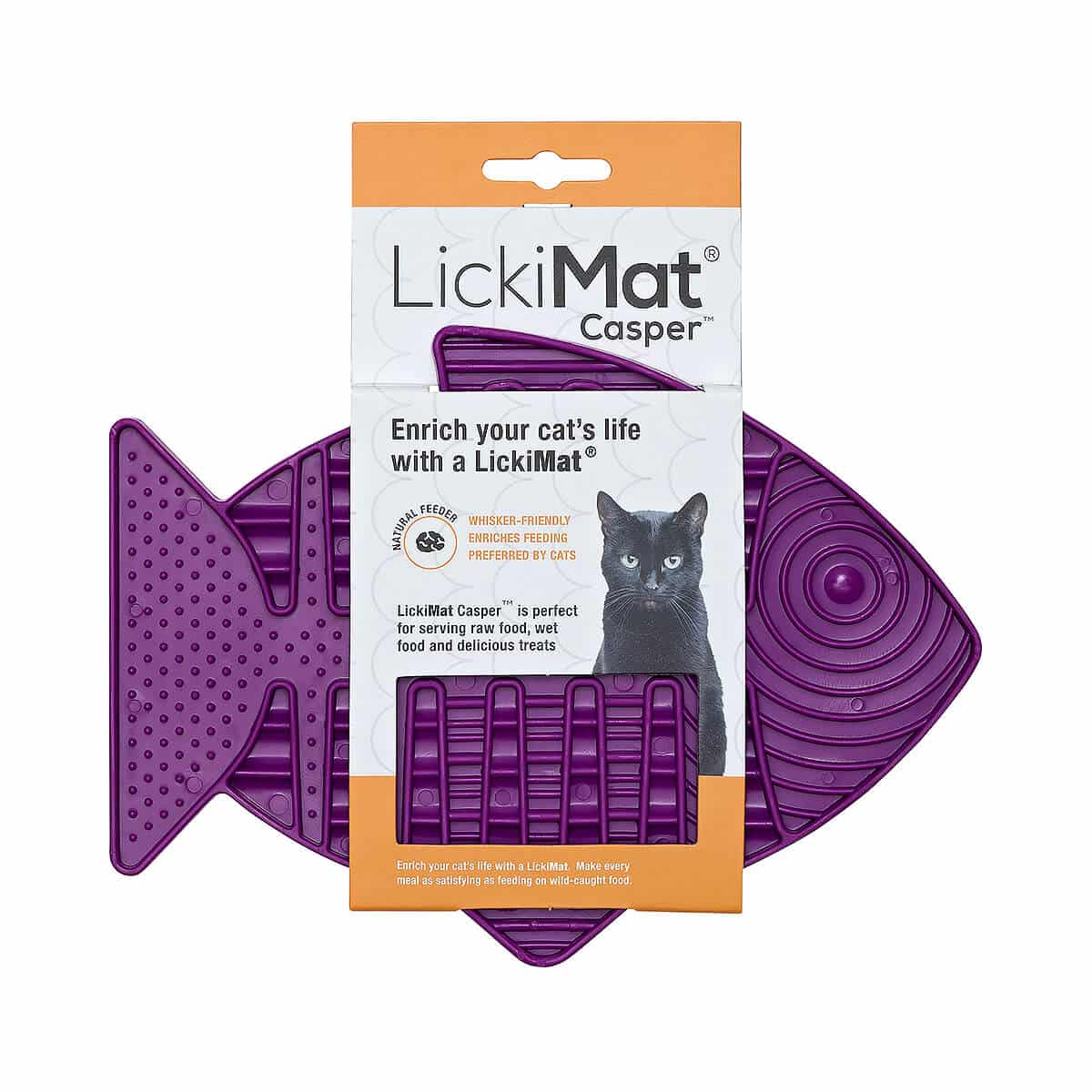 LickiMat Casper kissan aktivointimatto. Myyntipakkaus, violetti.