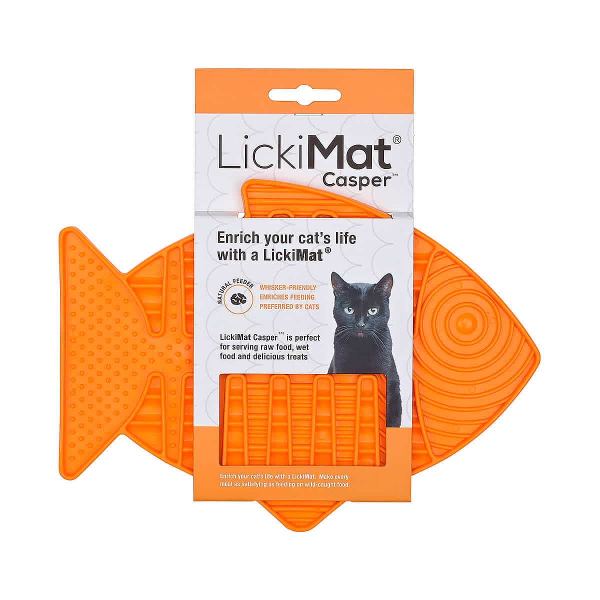 LickiMat Casper kissan aktivointimatto. Myyntipakkaus, oranssi.