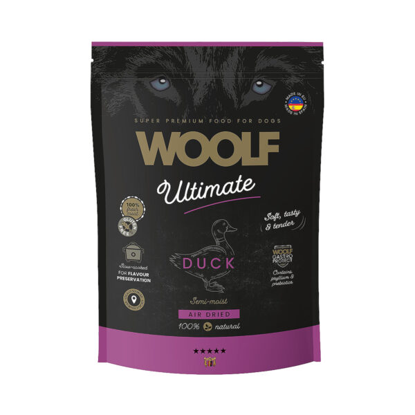 Woolf Ultimate Ankka-nappula 1 kg pussissa - Täysravinto aikuisille koirille, sopii namina myös pennuille.